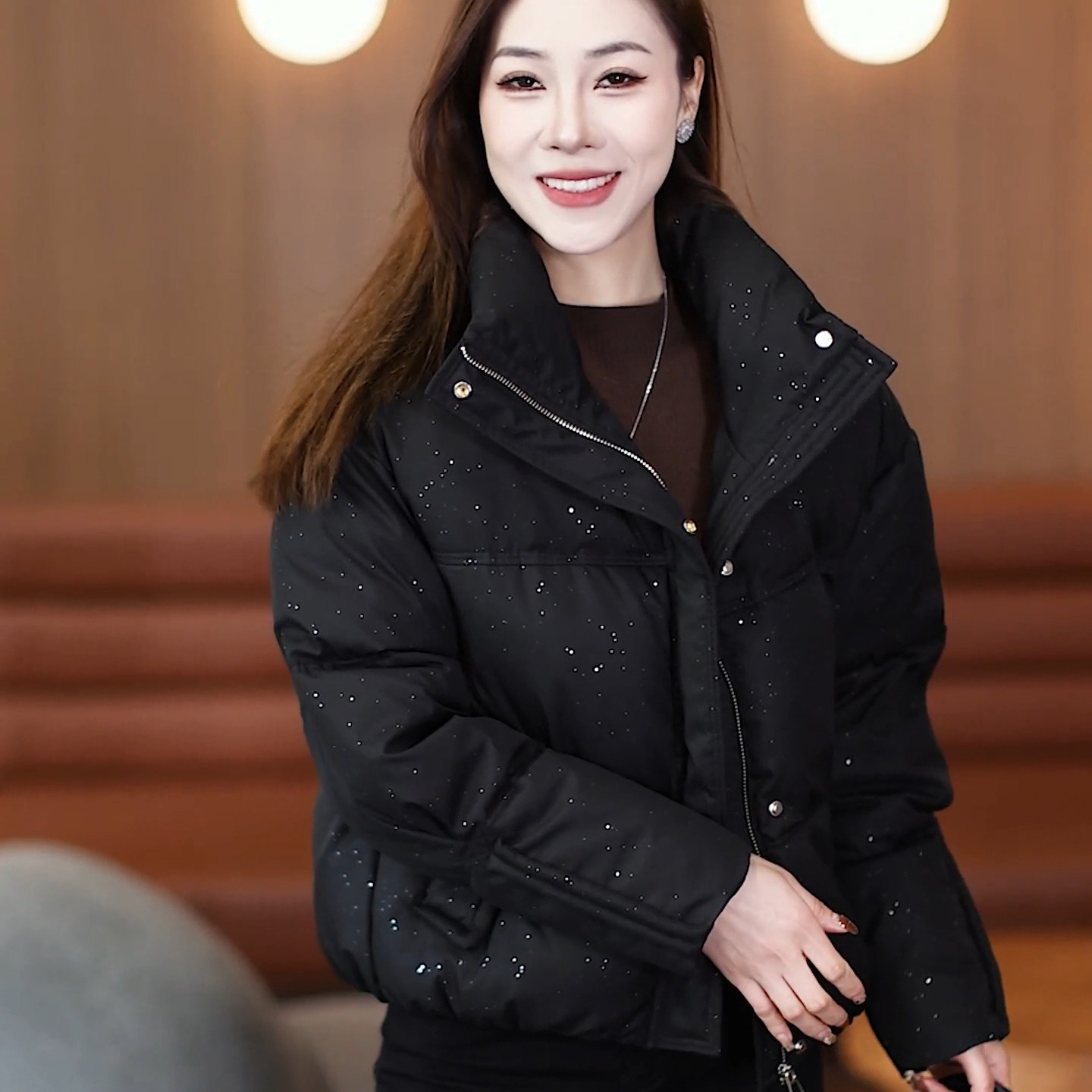 冬季短款立领加厚保暖显瘦棉服女