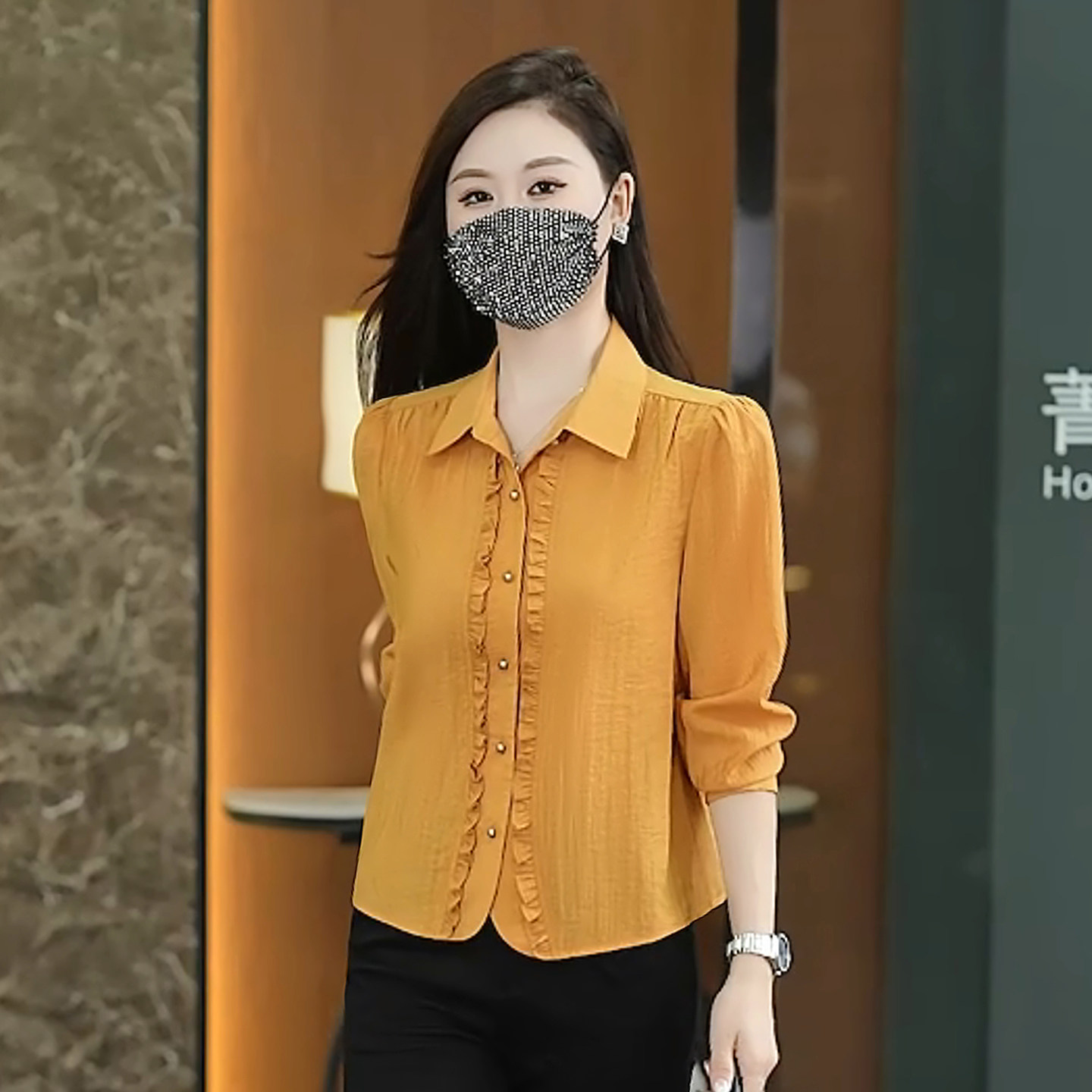 早初秋长袖百搭减龄设计感上衣潮