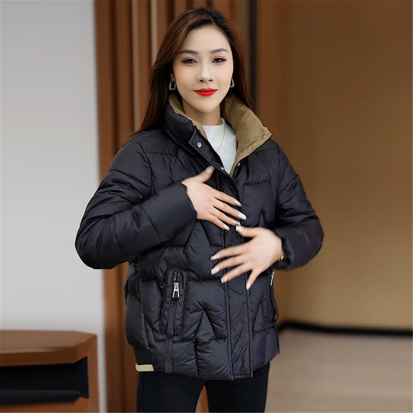 时尚撞色棉服女2025冬季新款洋气百搭宽松保暖棉衣小个子棉袄外套,女装/女士精品,棉衣/棉服,淘宝优惠券,粉丝福利购,淘宝优惠卷