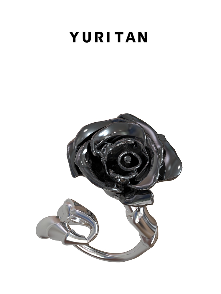 于适同款YURITAN玫瑰花开口戒指甜酷风2024春夏新款