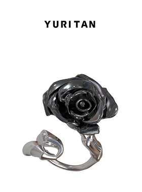 于适同款YURITAN玫瑰花开口戒指甜酷风2024春夏新款