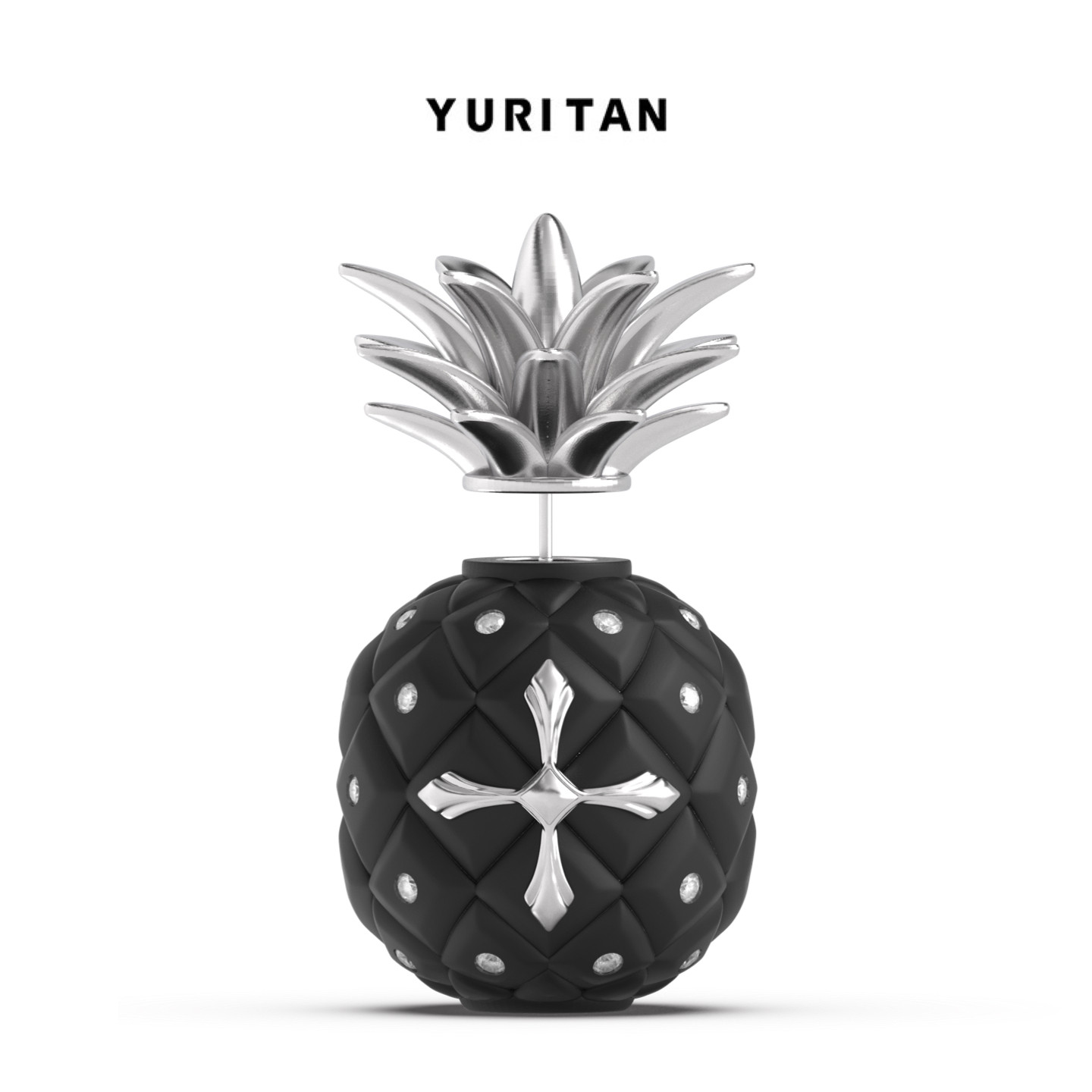 YURITAN2026春夏新款菠萝耳钉个性潮酷单只黑色系情侣耳饰