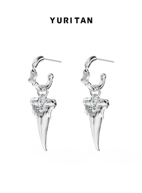 YURITAN深海系列鲨鱼牙耳钉2022新款原创设计时尚个性潮流耳饰