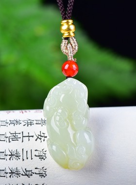 真品和田玉貔貅玉吊坠青海料招财皮丘玉坠男士女士玉挂件玉石玉佩