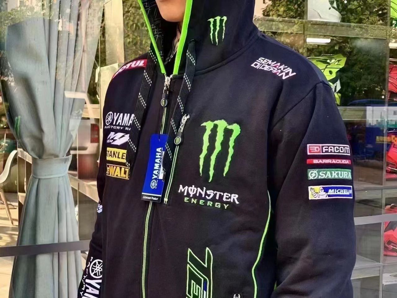 YAMAHA雅马哈魔爪川崎厂服卫衣冲锋衣保暖抓绒机车厂队骑行服外套
