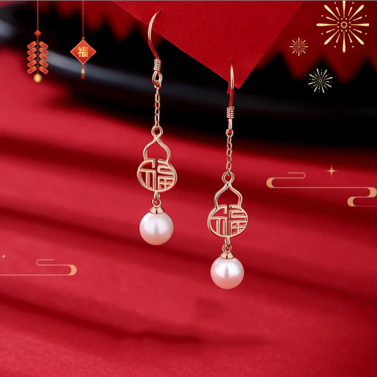 S925纯银葫芦耳环女新中式珍珠流苏耳饰新年福气满满高级感耳钉,饰品/流行首饰/时尚饰品新,银饰耳饰,淘宝优惠券,粉丝福利购,淘宝优惠卷