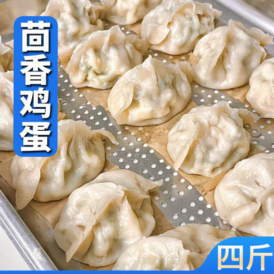 【4大包-茴香素馅】手工大馅饺子早餐速食茴香鸡蛋馅蒸煎饺80个