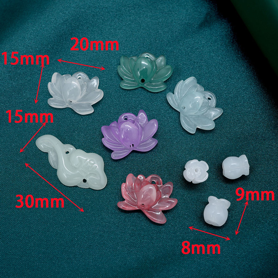 树脂国风莲花DIY新中式穿孔吊坠
