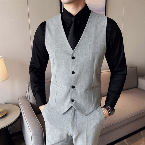 修身西装马甲套装男结婚伴郎团礼服商务休闲大码工作服背心职业装