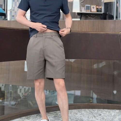 西装短裤男夏季外穿高级感痞帅伸缩腰围五分裤子潮牌轻奢直筒中裤