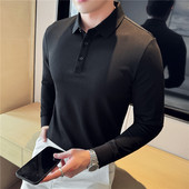 商务通勤休闲纯色弹力翻领T恤男士 POLO衫 高级感痞帅长袖 2026新款