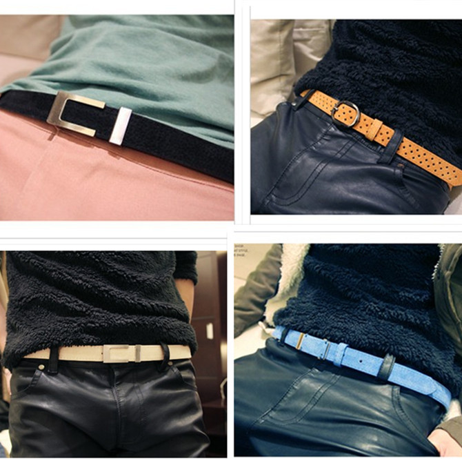 字头黑色针扣潮男包邮小皮带