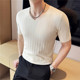 t恤男士 男款 夏季 2025新款 痞帅冰丝短袖 v领针织打底衫 薄款 潮牌男装