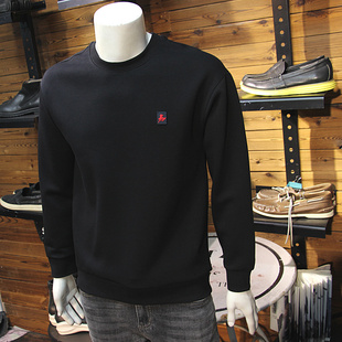 马刺绣图案春装男圆领卫衣简约时尚青年帅气百搭套头长袖卫衣