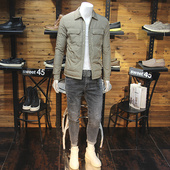 休闲翻领简单净版 修身 羽绒外套轻薄羽绒夹克 男羽绒衬衣新款 冬季