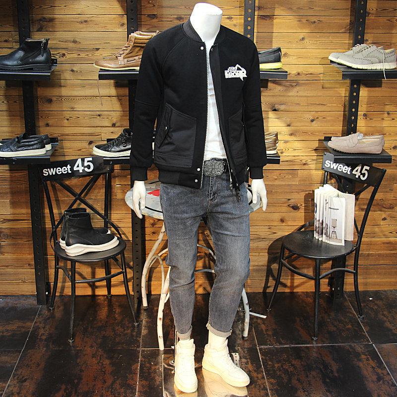 棒球领加棉男夹克修身休闲雪山刺绣潮加厚青年棉衣外套冬保暖棉服,男装,棉衣,淘宝优惠券,粉丝福利购,淘宝优惠卷