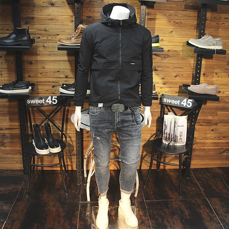 修身简单净版连帽春秋装