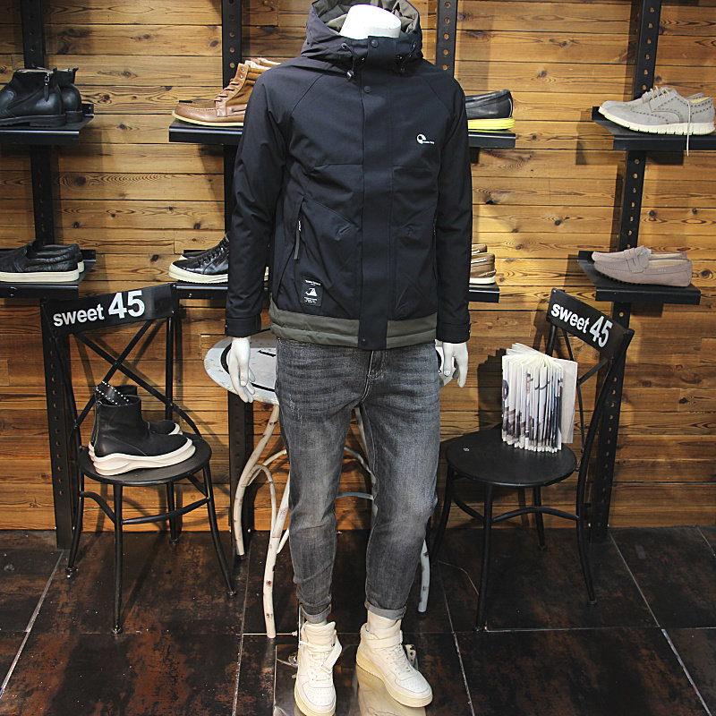 冬装男连帽棉服拉链口袋时尚修身休闲保暖二棉外套防风加棉男夹克