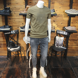 圆领T恤轻奢半袖 夏季 立体工艺青年修身 简欧时尚 丝光棉虎头男短袖