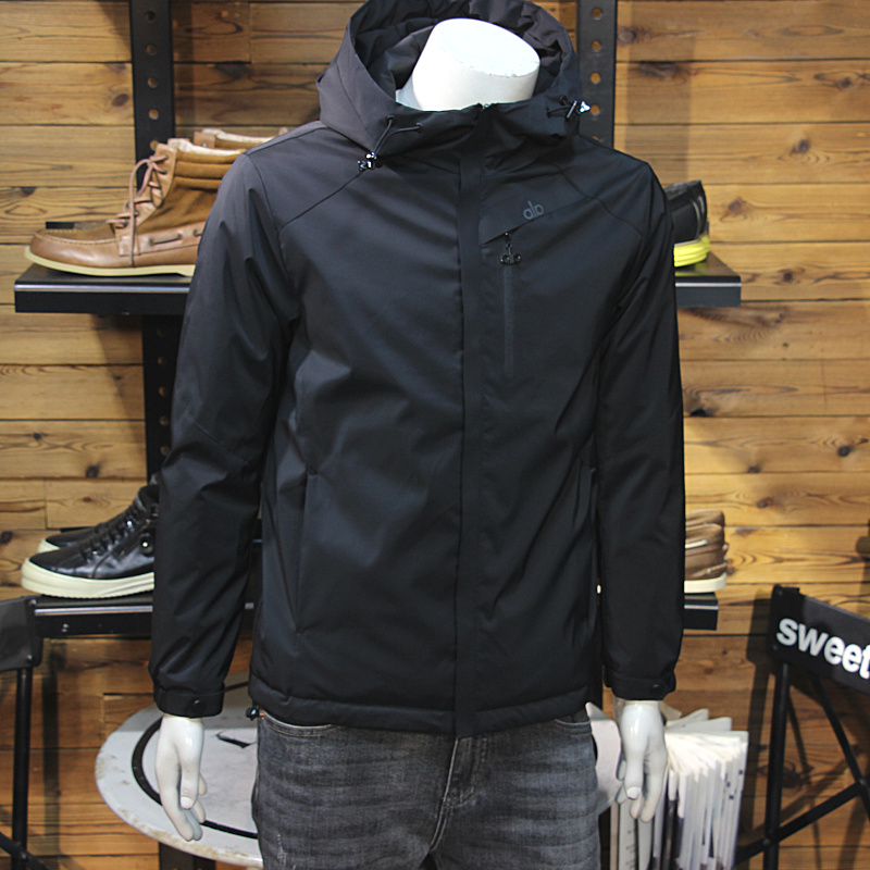 户外休闲男连帽棉服秋冬拉链装饰简约时尚带帽二棉夹克保暖冲锋衣