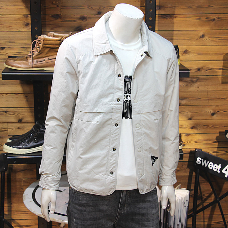 冬季男轻薄翻领羽绒夹克简约拼接拉链口袋帅气修身青年羽绒衬衣,男装,羽绒服,淘宝优惠券,粉丝福利购,淘宝优惠卷