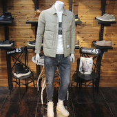 羽绒外套拼接大口袋羽绒 修身 冬装 男衬衣羽绒夹克轻薄保暖简约净版