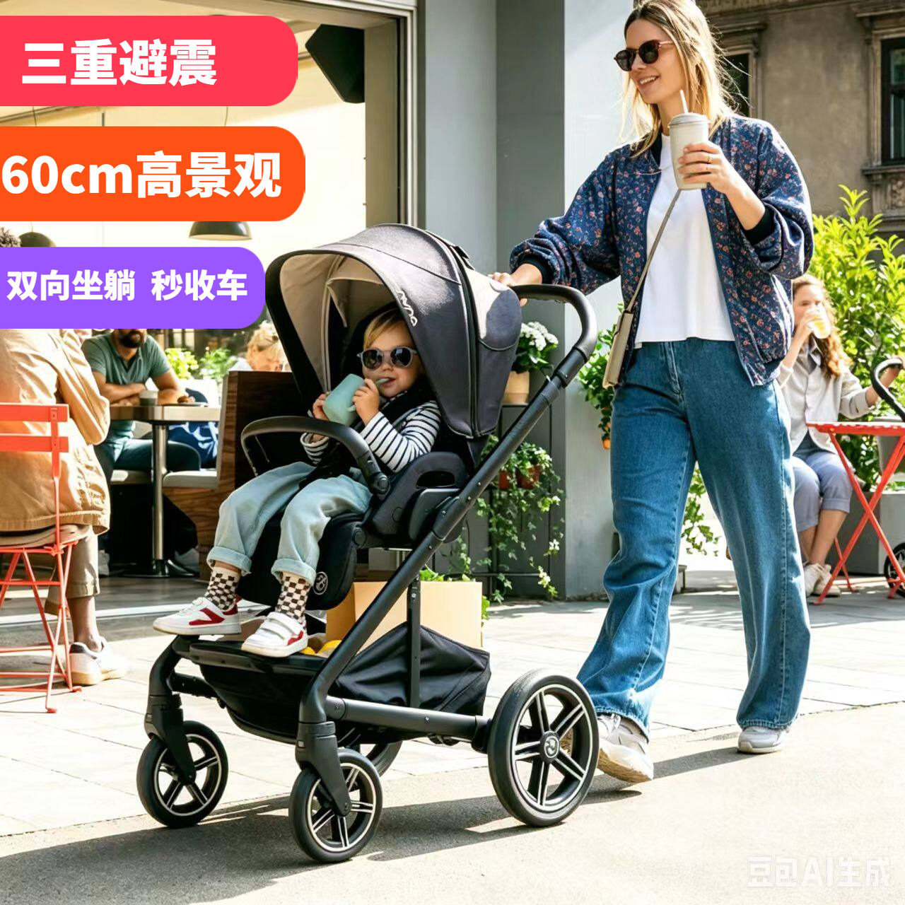 NUNA婴儿车MIXX Next全能者高景观推车可做躺0-4岁易折叠婴儿推车