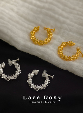 Lace无耳洞金银素圈一体式无痛螺旋耳夹不掉耳圈高级感简约通勤女