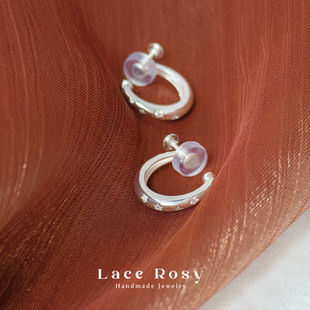 螺旋耳夹星星锆石耳圈小众简约中性银色气质耳饰 Lace无耳洞一体式