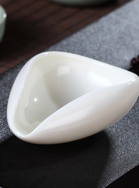 茗盛堂象牙莹润白瓷赏茶荷