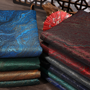 高档织锦缎布料古装汉服金口包抱枕坐垫中式民族服装面料鎏金水纹