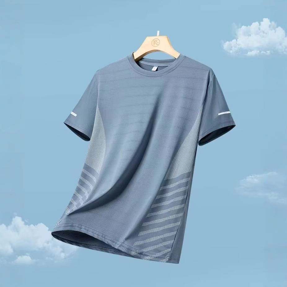 冰丝速干短袖男夏季修身圆领打底衫韩版潮流健身透气大码运动衣服