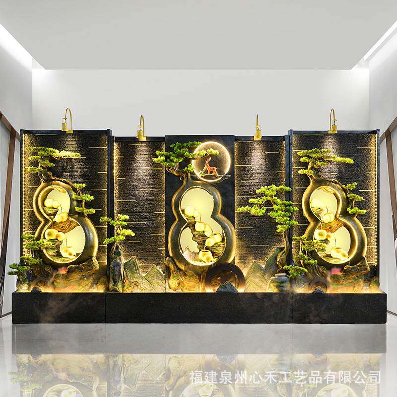 阳台水幕墙假山喷泉流水摆件办公室酒店庭院循环水屏风落地水景观