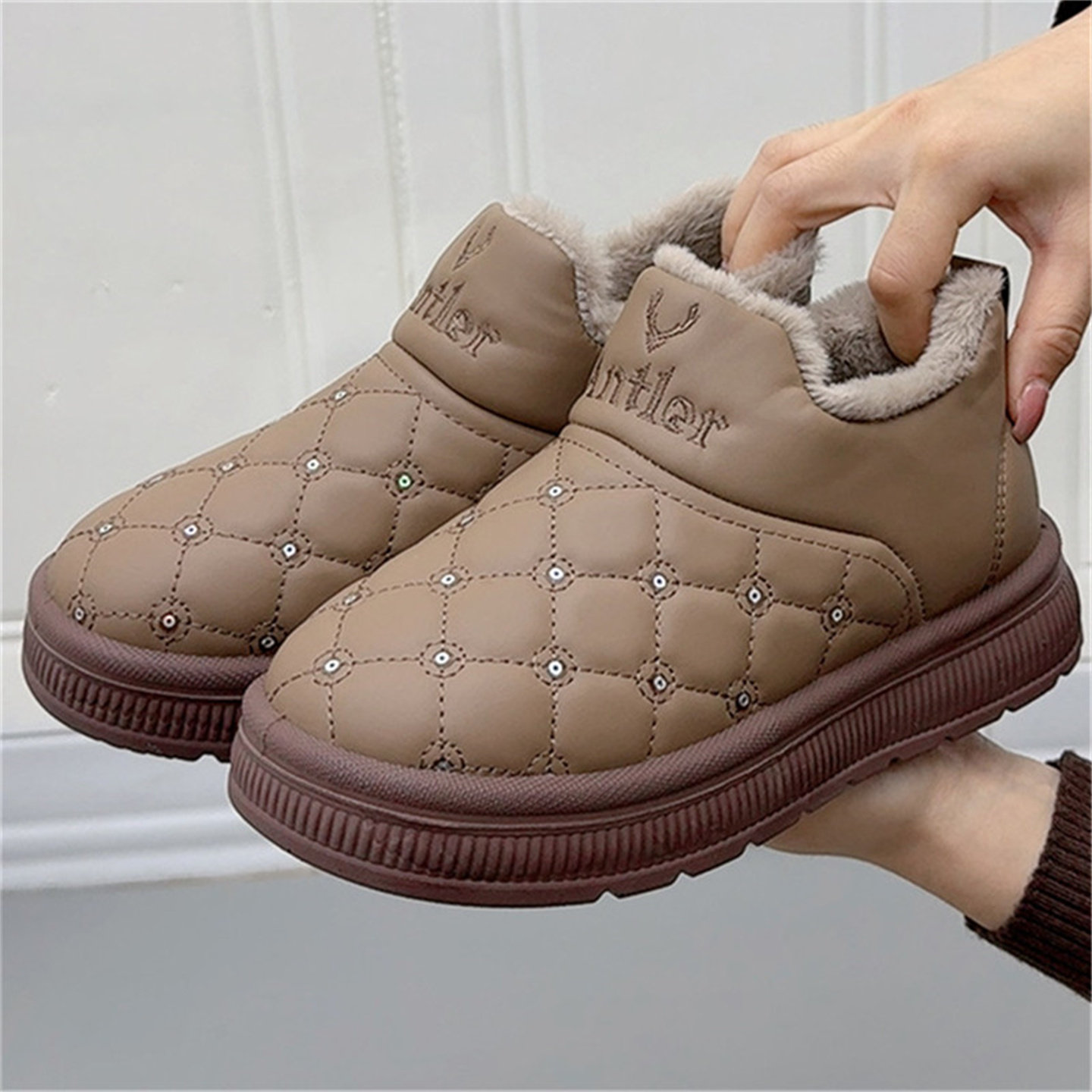 老北京新款女棉鞋百搭休闲防水低帮棉靴冬季厚底加绒加厚女棉鞋,女鞋,棉鞋,淘宝优惠券,粉丝福利购,淘宝优惠卷