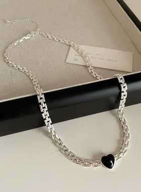 滴油爱心链条金属项链女小众设计复古个性简约百搭气质颈链锁骨链