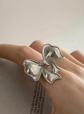 fever同款金属蝴蝶结戒指女设计感小众复古个性简约百搭气质指环