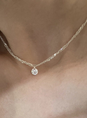 多层金属链条锆石吊坠项链女韩国小众个性简约百搭气质颈链锁骨链