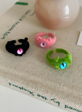 毛绒小恶魔戒指女设计感小众复古个性简约百搭气质时尚指环戒子