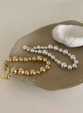 高级感大小金属球串珠手链女韩国小众复古个性百搭气质时尚手饰