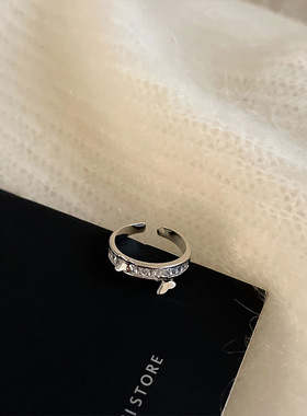 高级感金属锆石蝴蝶开口戒指女小众设计个性简约百搭气质指环戒指