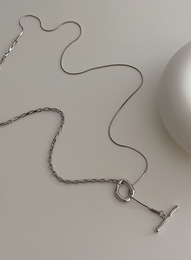 冷淡风不规则OT扣金属项链女韩国个性简约百搭气质时尚长款毛衣链