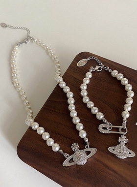 珍珠锆石星球项链手链女设计感小众复古个性百搭时尚颈链锁骨链