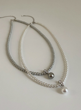 小众设计感锆石珍珠吊坠项链女复古优雅气质简约百搭颈链锁骨链