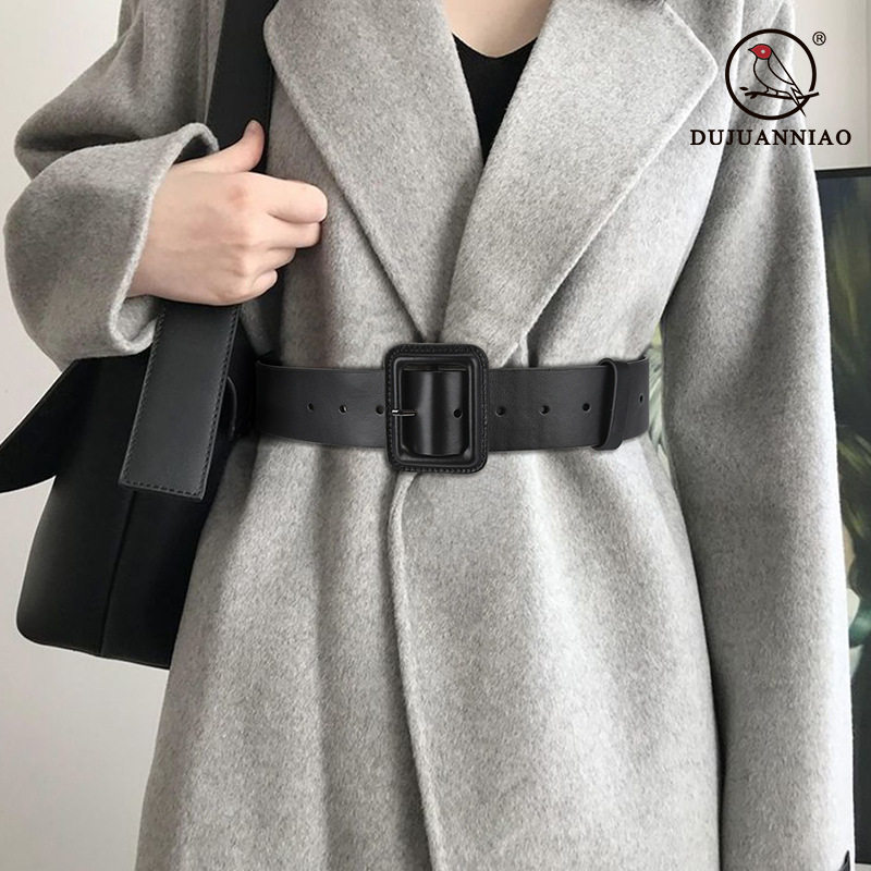 宽腰带女士真皮装饰百搭大衣西装配裙子毛衣收腰头层牛皮包扣腰封