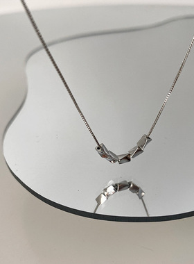 小众设计几何菱形金属方块项链女韩国个性简约百搭气质颈链锁骨链