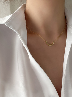 韩国东大门项链女 极简风气质百搭弧形笑脸项链颈链锁骨链 冷淡风