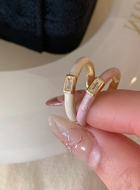 滴油锆石开口戒指女小众设计感个性时尚显白气质优雅百搭指环戒子