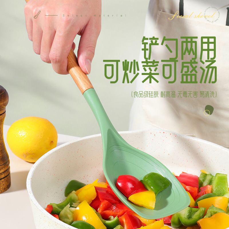 食品级硅胶锅铲家用二合一炒菜铲子汤勺不粘锅专用耐高温炒菜勺,厨房/烹饪用具,汤勺,淘宝优惠券,粉丝福利购,淘宝优惠卷
