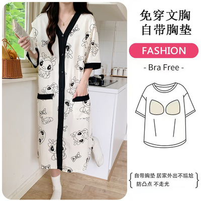 带胸垫月子服待产裙夏季薄款