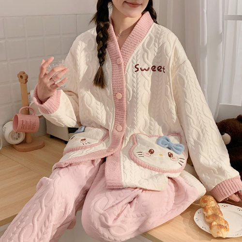 冬季空气棉月子服秋冬纯棉产后加厚款哺乳孕妇睡衣孕期专用家居服